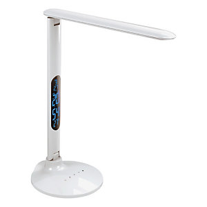 Aluminor Lampe de bureau Success - Led intégrée - 10W - Bras et tête articulés - Ecran digital - Blanc