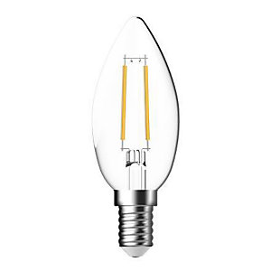 Aluminor Luminaires Ampoule LED Flamme Verre transparent 2 filaments 2,5W – Culot E14 - 250 lumens - 2700K - Classe F
