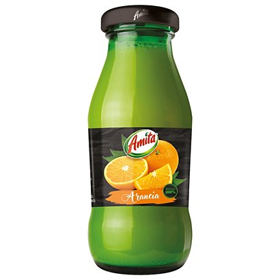 AMITA Succo di frutta gusto Arancia, Bottiglia da 200 ml (confezione 24 pezzi)