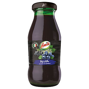 AMITA Succo di frutta gusto Mirtillo, Bottiglia 200 ml (confezione 24 pezzi)