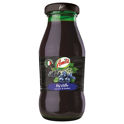 AMITA Succo di frutta gusto Mirtillo, Bottiglia 200 ml (confezione 24 pezzi)
