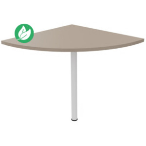 Angle de liaison arrondi 90° Biospace - Côtés 80 cm - Plateau Argile - Pied tube Blanc Angle de liaison arrondi 90° Biospace - Côtés 80 cm - Plateau Argile - Pied tube Blanc