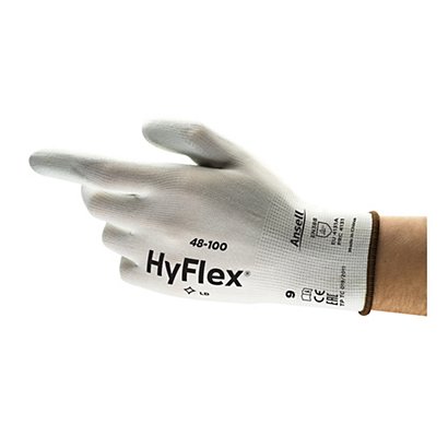 Ansell Guanto industriale multiuso in PU HyFlex® 48-100, Taglia 6, Bianco (confezione 12 paia)