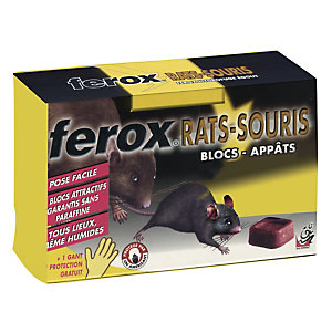 Antinuisible rats et souris Ferox en blocs hydrofuges, lot de 8