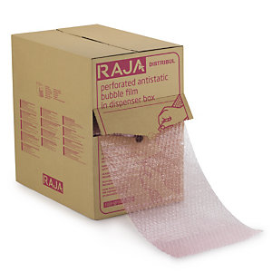 Antistatische luchtkussenfolie met afscheurperforatie Ø 10 mm in dispenserdoos Raja