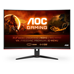 AOC G2 CQ32G2SE/BK, 80 cm (31.5''), 2560 x 1440 pixels, 2K Ultra HD, LED, 1 ms, Noir, Rouge