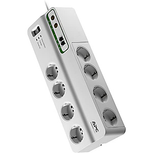 APC Multipresa filtrata SurgeArrest® serie Performance, 8 Schuko/CEI 10A + protezione telefonica e coassiale APC Multipresa filtrata SurgeArrest® serie Performance, 8 Schuko/CEI 10A + protezione telefonica e coassiale
