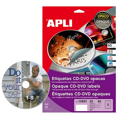 Apli (10601) Etiquetas cobertura total CDs/DVDs - 1