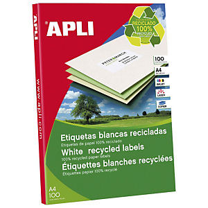Apli (12070) Etiquetas multiuso cantos rectos recicladas 210 x 297 mm. 1 etiqueta/hoja Apli (12070) Etiquetas multiuso cantos rectos recicladas 210 x 297 mm. 1 etiqueta/hoja