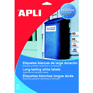 Apli (1228) Etiquetas multiuso para impresora láser cantos rectos 210 x 297 mm. 1 etiqueta/hoja Apli (1228) Etiquetas multiuso para impresora láser cantos rectos 210 x 297 mm. 1 etiqueta/hoja
