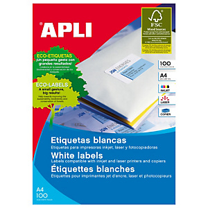 Apli (2526) Etiquetas para impresora láser cantos rectos 105 x 42,4 mm. 14 etiqueta/hoja