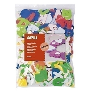 Apli Goma Eva, formas adhesivas, letras color, bolsa de 500