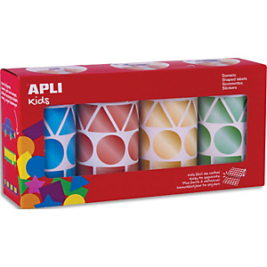 APLI KIDS Boîte de 4 rouleaux de gommettes géométriques 27mm, couleurs métal (bleu, rouge, or et vert) APLI KIDS Boîte de 4 rouleaux de gommettes géométriques 27mm, couleurs métal (bleu, rouge, or et vert)