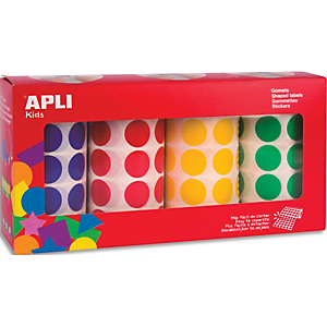 APLI KIDS Boîte de 4 rouleaux de gommettes rondes 20 mm, couleurs assorties (bleu, rouge, jaune et vert) APLI KIDS Boîte de 4 rouleaux de gommettes rondes 20 mm, couleurs assorties (bleu, rouge, jaune et vert)