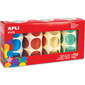 APLI KIDS Boîte de 4 rouleaux de gommettes rondes 33mm (2256 unités), couleurs métal assorties APLI KIDS Boîte de 4 rouleaux de gommettes rondes 33mm (2256 unités), couleurs métal assorties