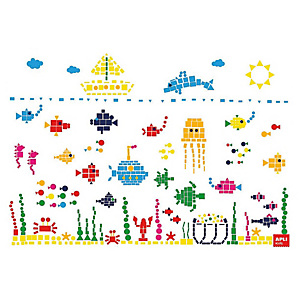 APLI KIDS Kit de 4 affiches fonds marins 70x100 cm à décorer + 48 feuilles de gommettes assorties APLI KIDS Kit de 4 affiches fonds marins 70x100 cm à décorer + 48 feuilles de gommettes assorties
