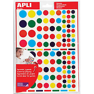 APLI KIDS Pochette de 20 feuilles (2080 u) de gommettes enlevables rondes de tailles (20 mm) et coul ass APLI KIDS Pochette de 20 feuilles (2080 u) de gommettes enlevables rondes de tailles (20 mm) et coul ass