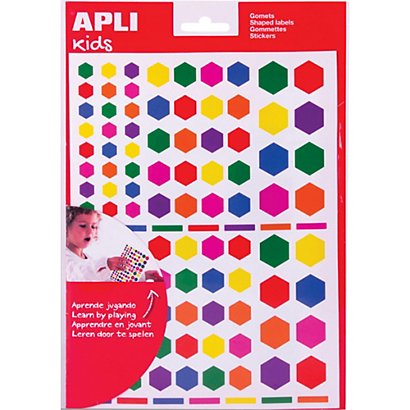 APLI KIDS Pochette de 6 feuilles (624 u) de gommettes forme hexagonales  couleurs assorties - Fournitures d'Arts Plastiquefavorable à acheter dans  notre magasin