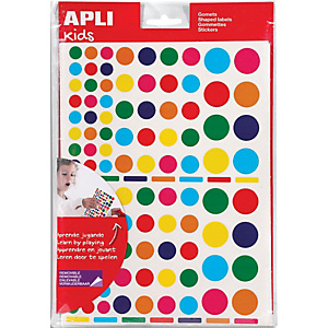 APLI KIDS Pochette de 60 feuilles (7410 u) de gommettes enlevables rondes de tailles (20 mm) et coul ass APLI KIDS Pochette de 60 feuilles (7410 u) de gommettes enlevables rondes de tailles (20 mm) et coul ass