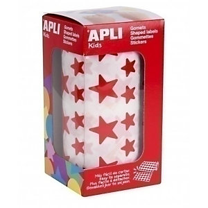 APLI Mod.04889 Gomets, Rollo de 59 hojas, Estrellas, grandes y pequeñas, Rojo, 2.360 uds.
