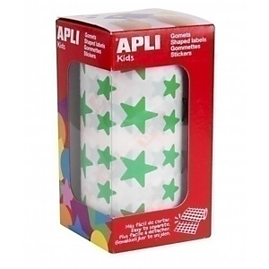 APLI Mod.04890 Gomets, Rollo de 59 hojas, Estrellas, grandes y pequeñas, Verde, 2.360 uds. APLI Mod.04890 Gomets, Rollo de 59 hojas, Estrellas, grandes y pequeñas, Verde, 2.360 uds.