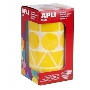 APLI Mod.11160, Gomets, Figuras geométricas, Cículos, Triángulos, Cuadrados, Rectángulos, Rollo de 59 hojas, 27 mm Amarillo 1.357 uds. APLI Mod.11160, Gomets, Figuras geométricas, Cículos, Triángulos, Cuadrados, Rectángulos, Rollo de 59 hojas, 27 mm Amarillo 1.357 uds.