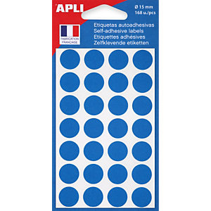 APLI Pastilles adhésives Ø 15 mm - 111842 - Pochette de 168 - Bleu
