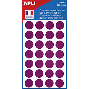 APLI Pastilles adhésives Ø 15 mm - 111846 - Pochette de 168 - Violet