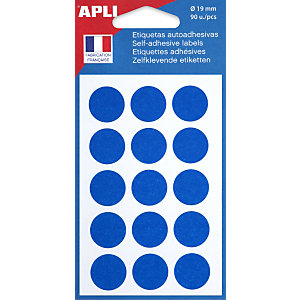 APLI Pastilles adhésives Ø 19 mm - 111962 - Pochette de 90 - Bleu