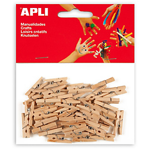 Apli Pinzas de madera natural 25 x 3 mm. Apli Pinzas de madera natural 25 x 3 mm.