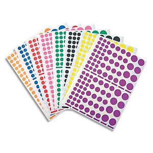 APLI Pochette de 18 planches de Gommettes rondes, tailles et couleurs assorties