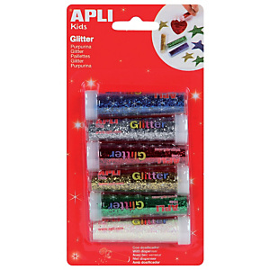 Apli Purpurina en polvo - blíster de 6 colores surtidos Apli Purpurina en polvo - blíster de 6 colores surtidos