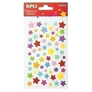 APLI Stickers, etiquetas, Bolsa 1 hoja, Estrellas Color (13510)