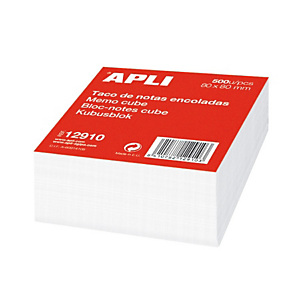 Apli Taco de notas encoladas al lomo 80 x 80 mm blanco, 500 hojas Apli Taco de notas encoladas al lomo 80 x 80 mm blanco, 500 hojas