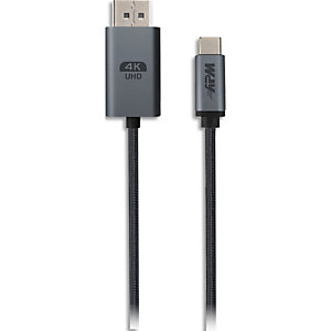 APM Câble displayport 1.2 / USB-C, 4K, mâle / mâle, nylon, gris, 2m