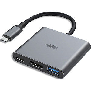 APM Hub USB-C (3.1) 3 ports, HDMI 1.4 / USB-C / USB-A, 4k, metal, gris