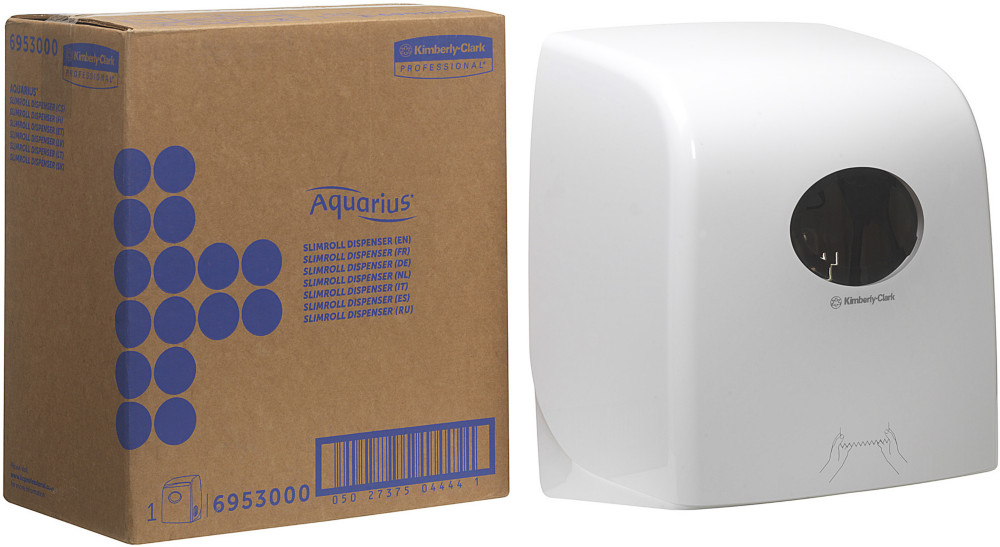 Aquarius (Kimberly-Clark) Distributeur manuel d'essuie-mains en rouleau Slimroll* - Blanc ultra-brillant