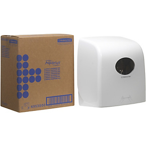 Aquarius (Kimberly-Clark) Distributeur manuel d'essuie-mains en rouleau Slimroll* blanc ultra-brillant Aquarius (Kimberly-Clark) Distributeur manuel d'essuie-mains en rouleau Slimroll* blanc ultra-brillant