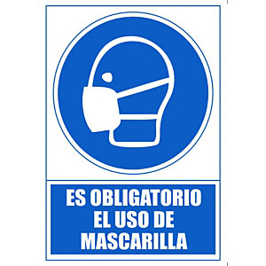 ARCHIVO 2000 Señal "Obligatorio uso de mascarilla" 210x297 PVC azul
