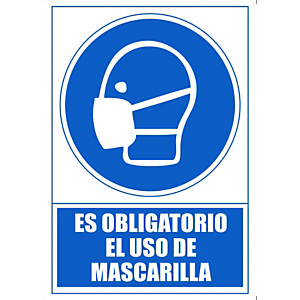 ARCHIVO 2000 Señal "Obligatorio uso de mascarilla" 210x297 PVC azul ARCHIVO 2000 Señal "Obligatorio uso de mascarilla" 210x297 PVC azul