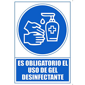 ARCHIVO 2000 Señal  "Obligatorio utilizar gel desinfectante " 210x297 PVC azul