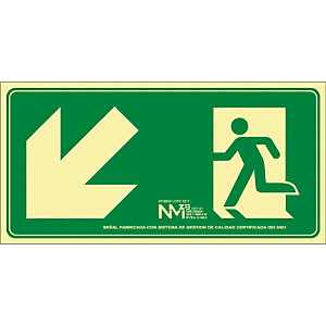 ARCHIVO 2000, Señalización de seguridad fotoluminiscente - Evacuar Escalera abajo Izquierda ARCHIVO 2000, Señalización de seguridad fotoluminiscente - Evacuar Escalera abajo Izquierda