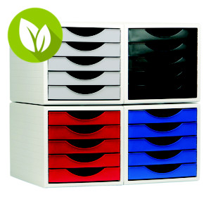 ARCHIVO 2000 Módulo de 5 cajones sostenible Ecogreen, A4, 270 x 260 x 340 mm, azul