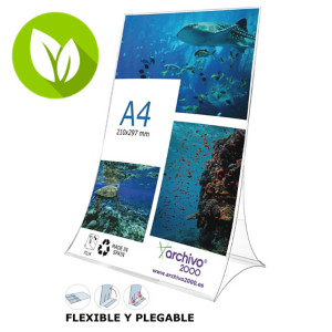 ARCHIVO 2000 Expositor de sobremesa flexible y plegable, formato L, A4 vertical, 105 x 210 x 300 mm ARCHIVO 2000 Expositor de sobremesa flexible y plegable, formato L, A4 vertical, 105 x 210 x 300 mm