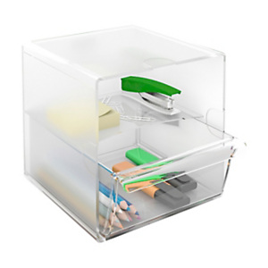 ARCHIVO 2000 Organizer con 1 cassetto chiuso e 1 ripiano Archicubo, Impilabile, 15 x 15 x 19 cm, Polistirene, Trasparente ARCHIVO 2000 Organizer con 1 cassetto chiuso e 1 ripiano Archicubo, Impilabile, 15 x 15 x 19 cm, Polistirene, Trasparente