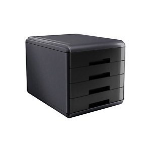ARDA Cassettiera Mydesk - 29,5x38,5x28,2 cm - 4 cassetti da 4,5 cm - grigio/nero - Arda ARDA Cassettiera Mydesk - 29,5x38,5x28,2 cm - 4 cassetti da 4,5 cm - grigio/nero - Arda