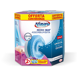 Ariasana Offerta 2 Ricariche Assorbiumidità in Tab per Sistema assorbiumidità Aero 360°, Lavanda, 450 g Ariasana Offerta 2 Ricariche Assorbiumidità in Tab per Sistema assorbiumidità Aero 360°, Lavanda, 450 g
