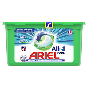 Ariel Pods Alpine - Lessive liquide 3 en 1 - Boîte de 31 écodoses