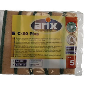 ARIX Spugna abrasiva con antibatterico C-80 Plus, Verde/Giallo (confezione 5 pezzi)