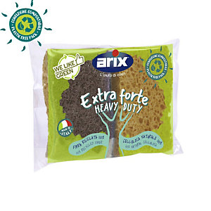 Arix Spugna abrasiva extra forte in cellulosa vegetale, Marrone(confezione 2 pezzi)